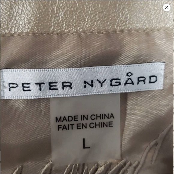 (L) Peter Nygard 100% Leather Knit Detail Metallic Fancy Formal Special Occasion - Picture 8 of 9